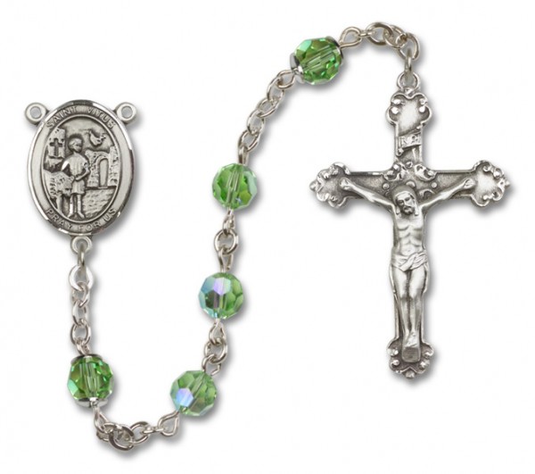 St. Vitus Sterling Silver Heirloom Rosary Fancy Crucifix - Peridot