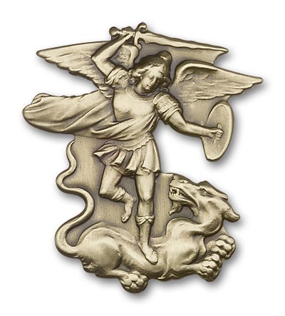 St. Michael the Archangel Visor Clip - Antique Gold
