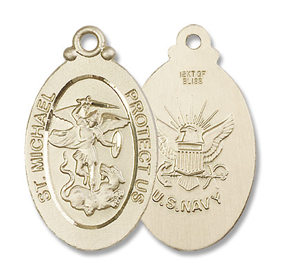 St. Michael Navy Medal - 14K Solid Gold