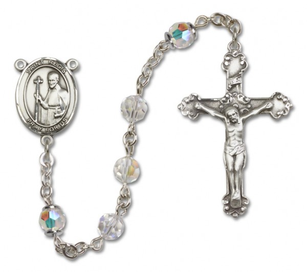 St. Regis Sterling Silver Heirloom Rosary Fancy Crucifix - Crystal
