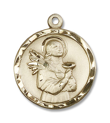 Women's Round St. Lucy Medal - 14K Solid Gold