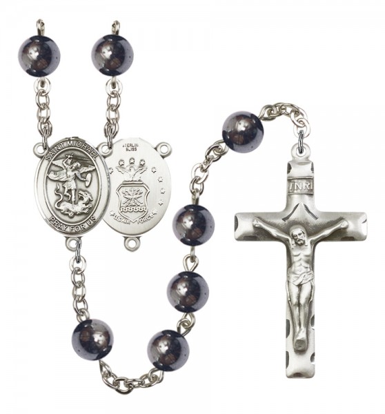 Men's St. Michael Air Force Silver Plated Rosary - Silver