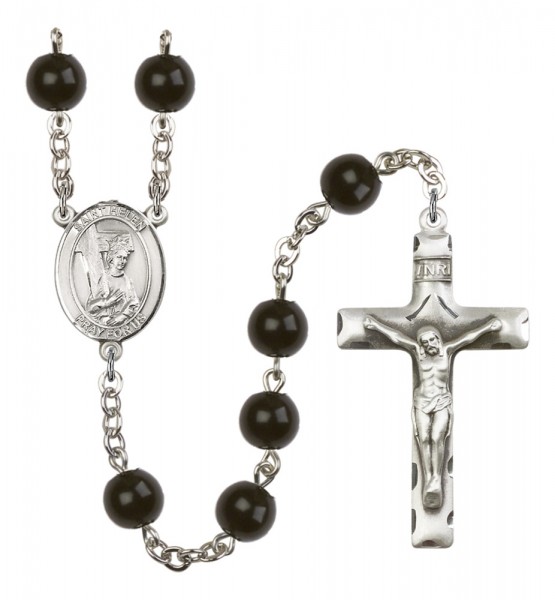 Men's St. Helen Silver Plated Rosary - Black
