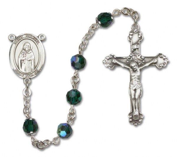 St. Samuel Sterling Silver Heirloom Rosary Fancy Crucifix - Emerald Green