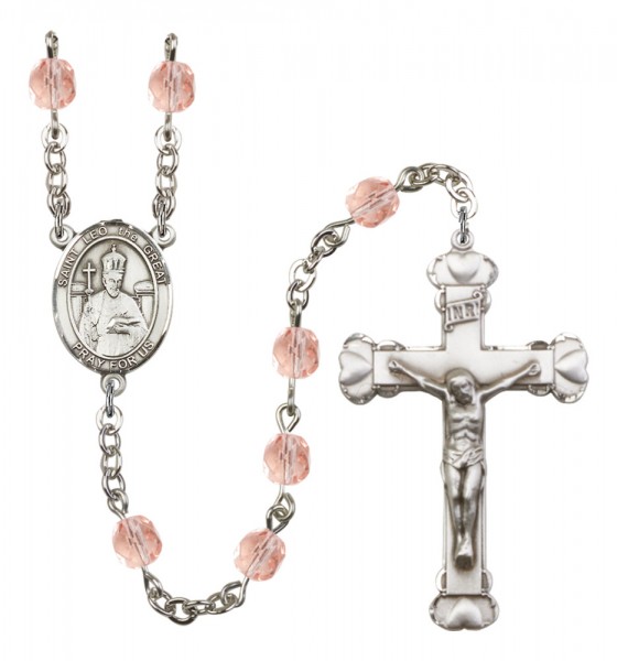 Women's St. Leo the Great Birthstone Rosary - Pink