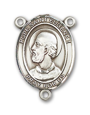Pope Saint Eugene I Rosary Centerpiece Sterling Silver or Pewter - Sterling Silver
