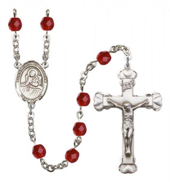 Women's St. Lidwina of Schiedam Birthstone Rosary - Ruby Red