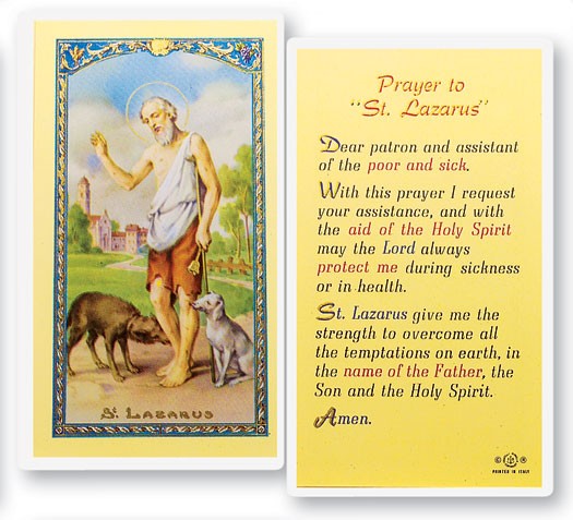 Prayer To St. Lazarus Laminated Prayer Card - 25 Cards Per Pack .80 per card