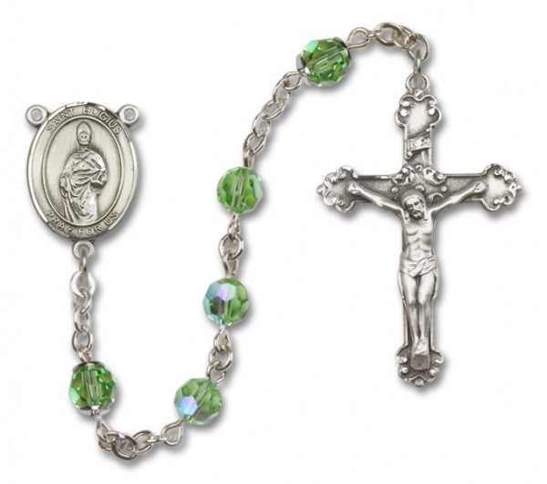 St. Eligius Sterling Silver Heirloom Rosary Fancy Crucifix - Peridot