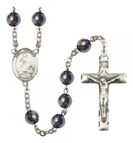 Men's St. Charles Borromeo Silver Plated Rosary - Silver