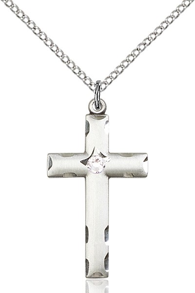 Women's Birthstone Cross Pendant - Crystal