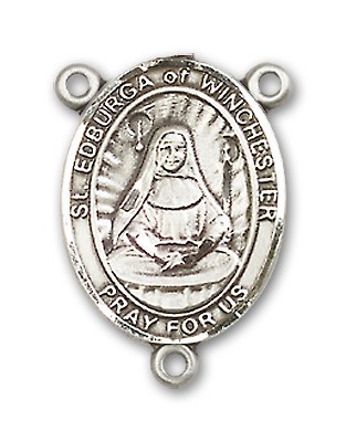 St. Edburga of Winchester Rosary Centerpiece Sterling Silver or Pewter - Sterling Silver