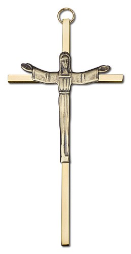 Contemporary Risen Christ Wall Crucifix 6&quot; - Gold Tone