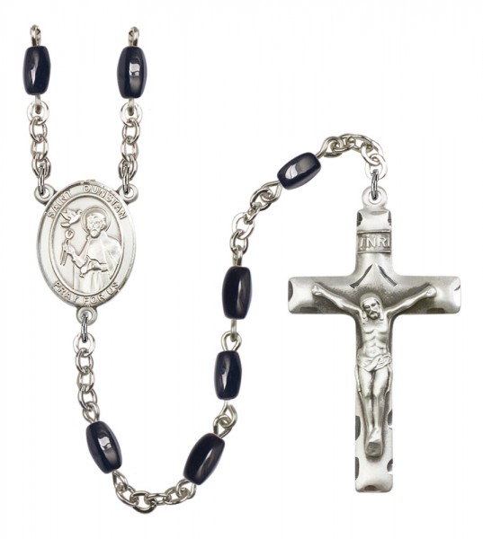 Men's St. Dunstan Silver Plated Rosary - Black | Silver