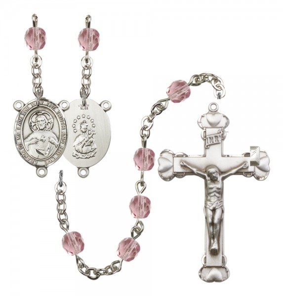 Women's Scapular Birthstone Rosary - Light Amethyst