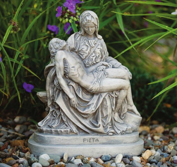 Pieta Garden Statue 14 Inches - Old Stone Finish
