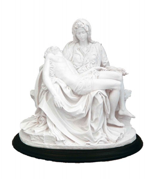 Pieta Statue in White Resin with Base - 7 Inches - White