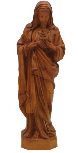 Plastic Immaculate Heart of Mary Statue - 24 inch - Woodstain