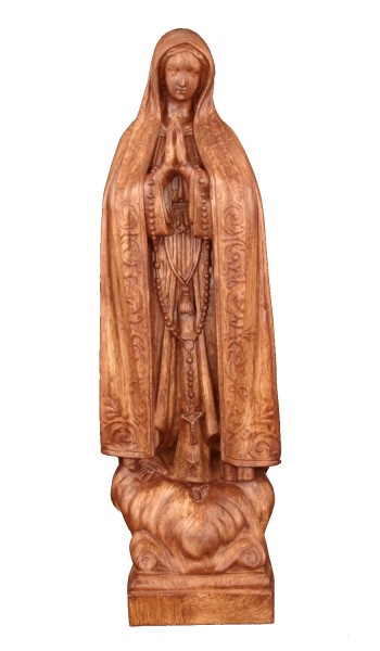 Plastic Our Lady of Fatima Statue - 24 inch - Woodstain