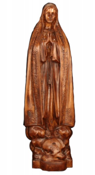 Plastic Our Lady of Fatima Statue - 32 inch - Woodstain