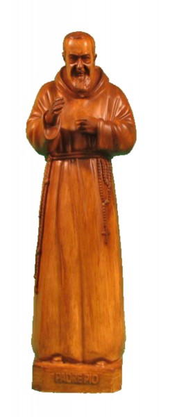 Plastic Padre Pio Statue - 24 inch - Woodstain