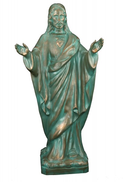 Plastic Sacred Heart of Jesus Statue - 24 inch - Patina