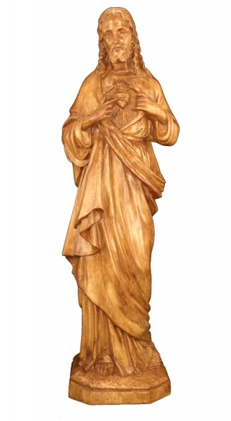 Plastic Sacred Heart of Jesus Statue - 32 inch - Woodstain