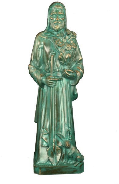 Plastic Saint Fiacre Statue - 24 inch - Patina