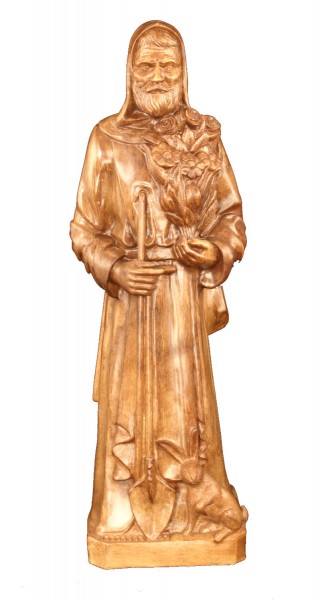 Plastic Saint Fiacre Statue - 24 inch - Woodstain