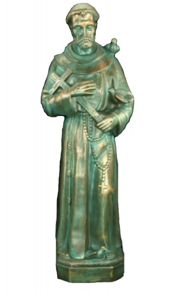 Plastic Saint Francis Statue - 32 inch - Patina