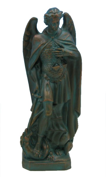 Plastic Saint Michael Statue - 24 inch - Patina