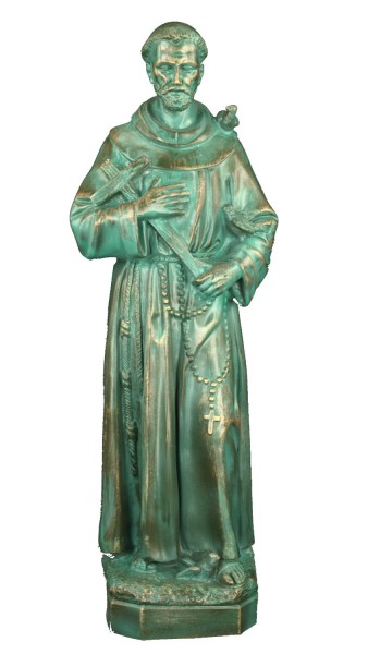 Plastic Saint Francis Statue - 24 inch - Patina