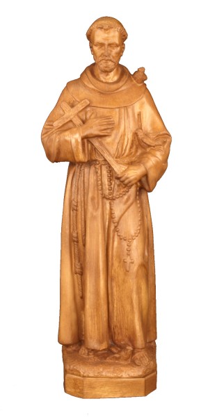 Plastic Saint Francis Statue - 24 inch - Woodstain
