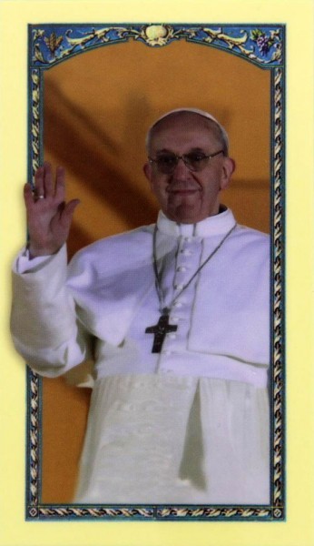 Pope Francis Laminated Prayer Cards - Cream | Blue
