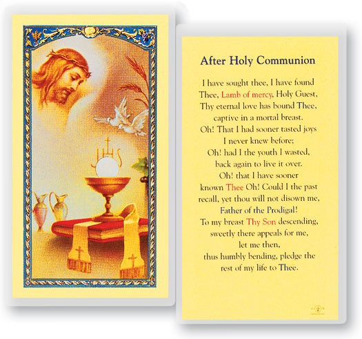 Prayer After Holy Communion Laminated Prayer Card - 1 Prayer Card .99 each
