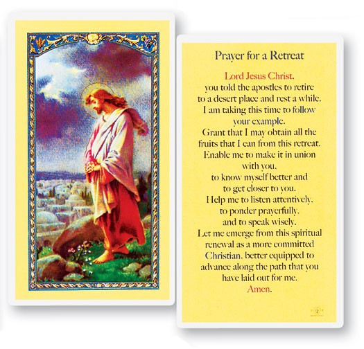 Prayer For A Retreat Laminated Prayer Card - 1 Prayer Card .99 each