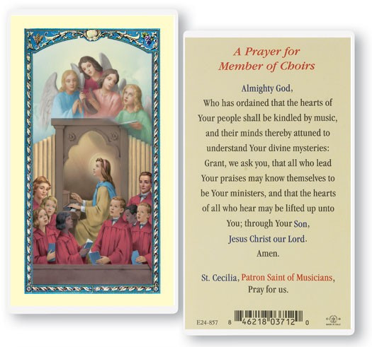 Prayer For Church Choir Laminated Prayer Card - 1 Prayer Card .99 each