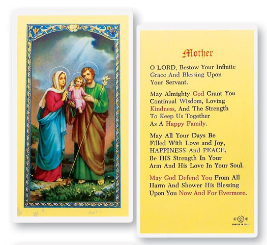 Prayer For Mother Laminated Prayer Card - 1 Prayer Card .99 each