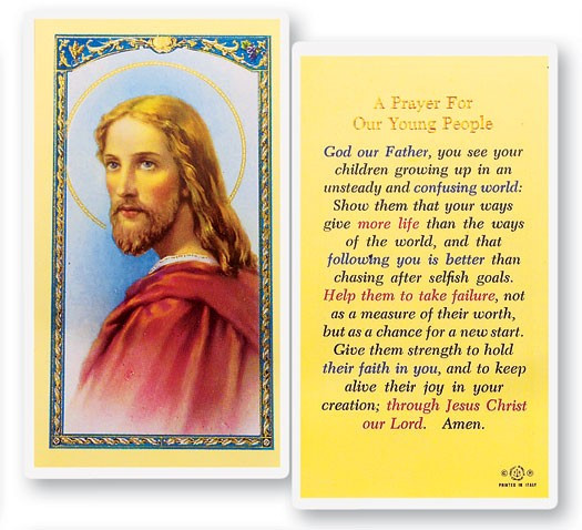 Prayer For Our Young People Laminated Prayer Card - 1 Prayer Card .99 each