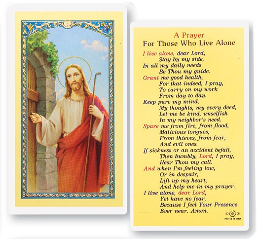 Prayer For Those Who Live Alone Laminated Prayer Card - 1 Prayer Card .99 each
