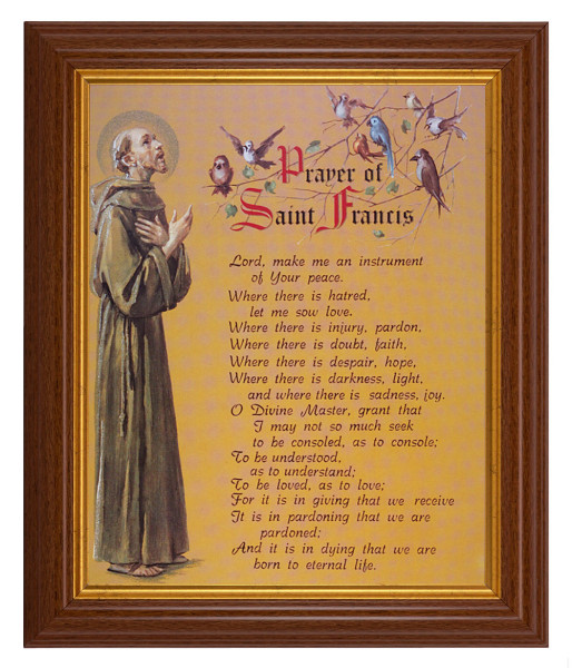 Prayer of St. Francis 8x10 Textured Artboard Dark Walnut Frame - #112 Frame