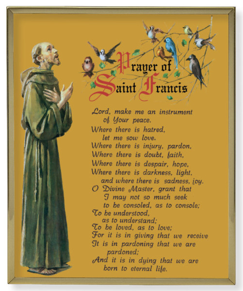 Prayer of St. Francis 8x10 Gold Trim Plaque - Full Color