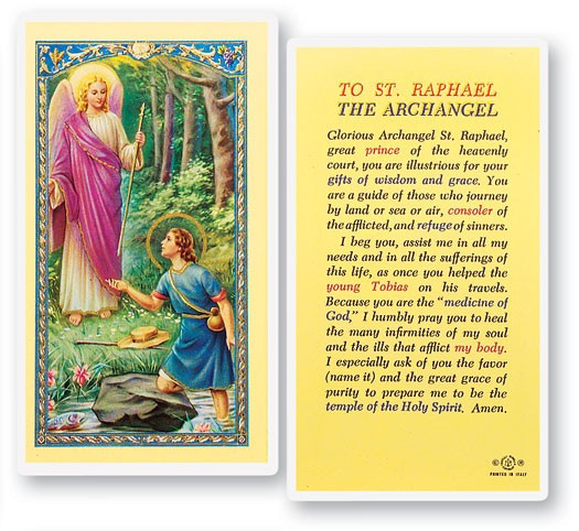 Prayer To St. Raphael Laminated Prayer Card - 1 Prayer Card .99 each