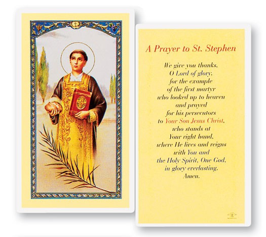 Prayer To St. Stephen Laminated Prayer Card - 1 Prayer Card .99 each