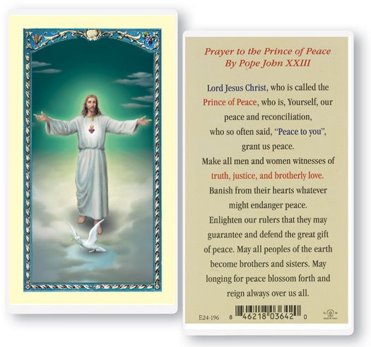 Prayer To The Prince of Peace Laminated Prayer Card - 1 Prayer Card .99 each