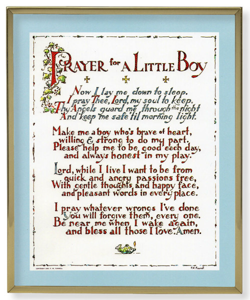 Prayer for a Little Boy 8x10 Gold Trim Plaque - Full Color