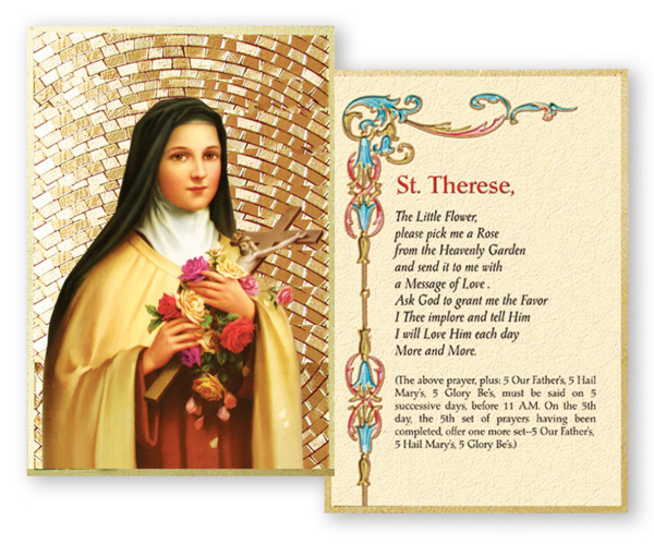 Prayer to St. Therese 4x6 Mosaic Plaque - Gold