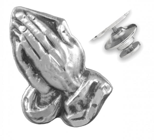 Praying Hands Lapel Pin Sterling Silver - Sterling Silver