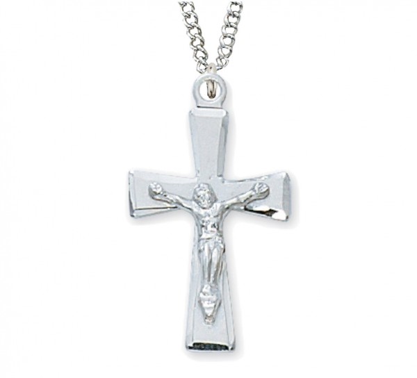 Women's Flared Tip Crucifix Necklace  - Silver