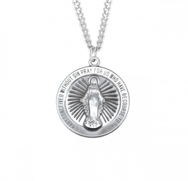 Rays of Light Round Men's Miraculous Medal - Sterling Silver